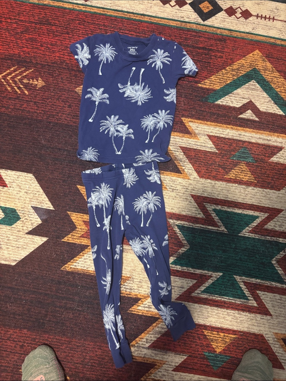 Carter's Navy and White Palm Tree Pajama Set